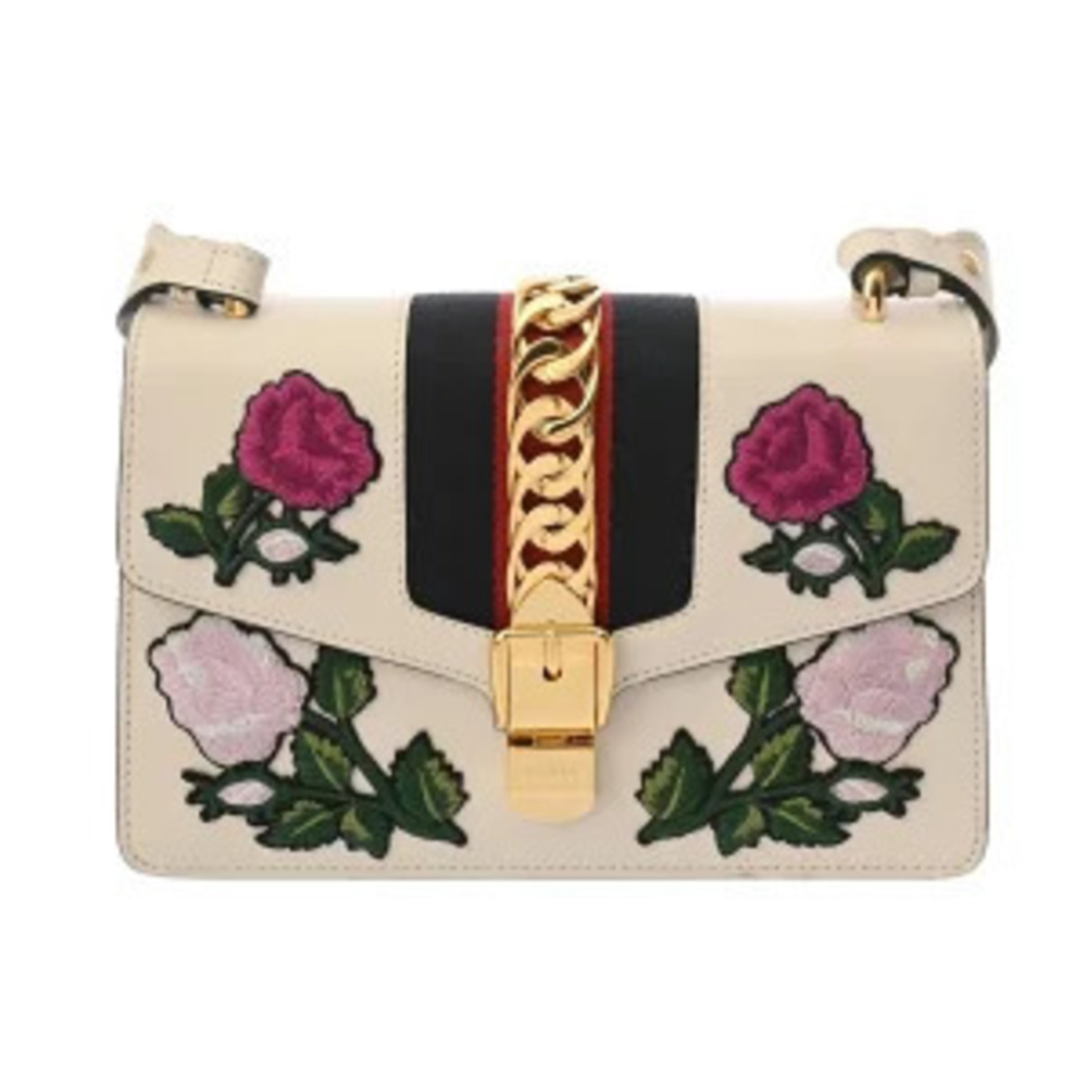Gucci Sylvie White Calfskin Shoulder Bag handbag